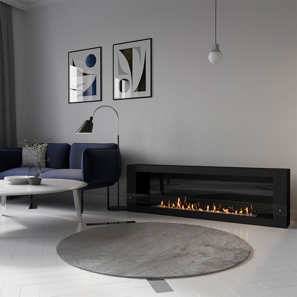 Биокамин SteelHeat WALL  LONG 1800 черный, стекло, стемалит по цене 95 970 руб.