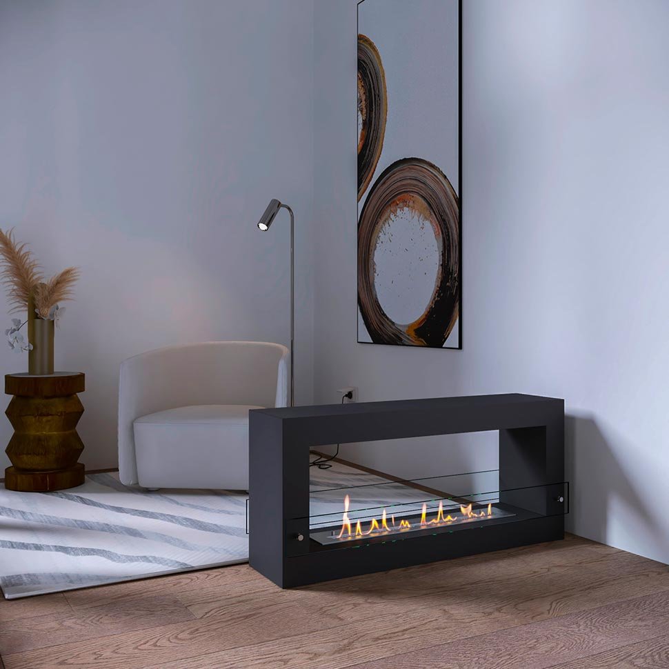 Биокамин SteelHeat WALL FRAME ONE 1000 черный, стекло, стемалит по цене 64 470 руб.