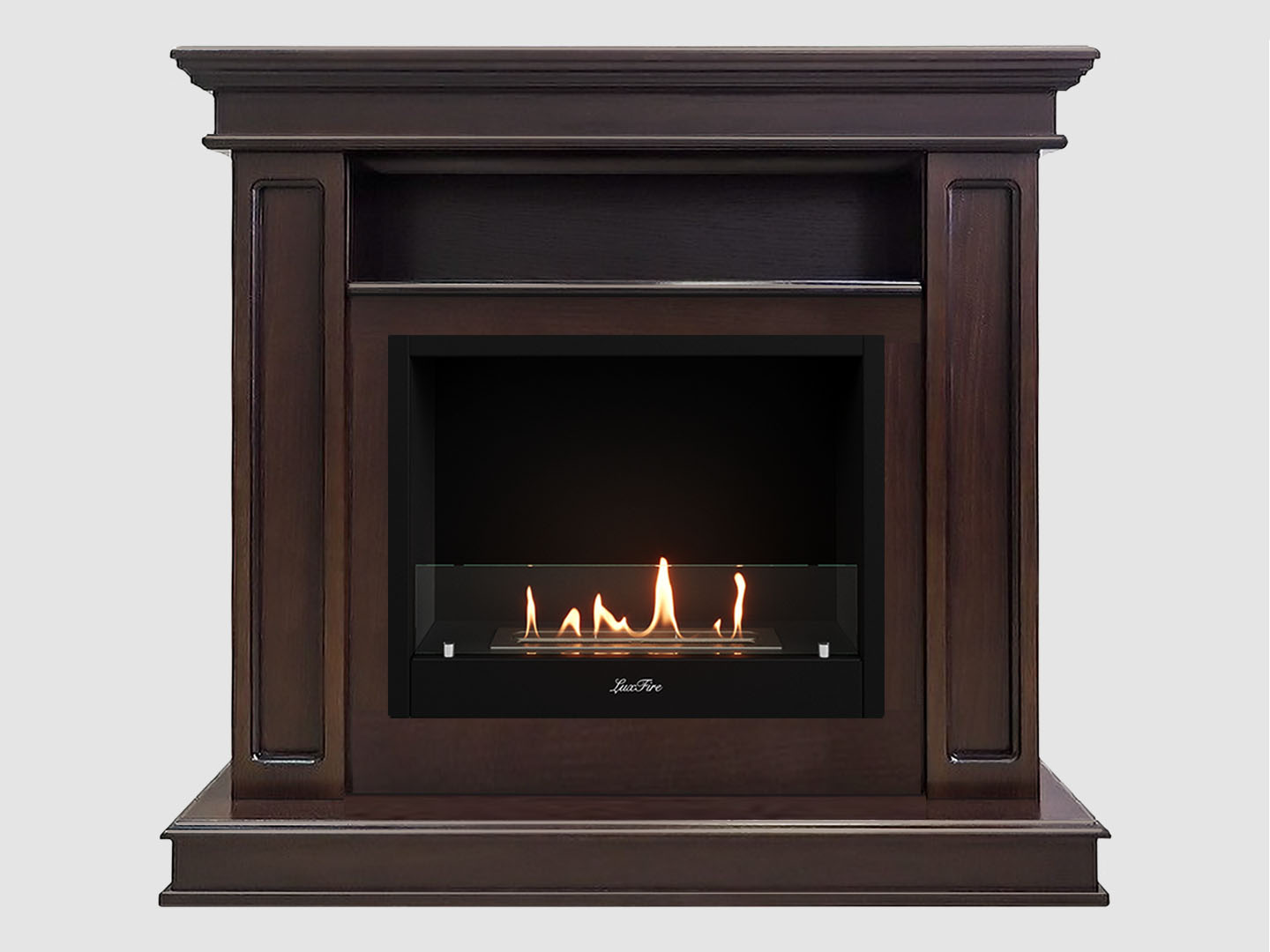 Каминный портал МДФ "Раймонд 1250" с биокамином Lux Fire "Фаер Бокс 1 - 33" (темный орех) по цене 79 500 руб.
