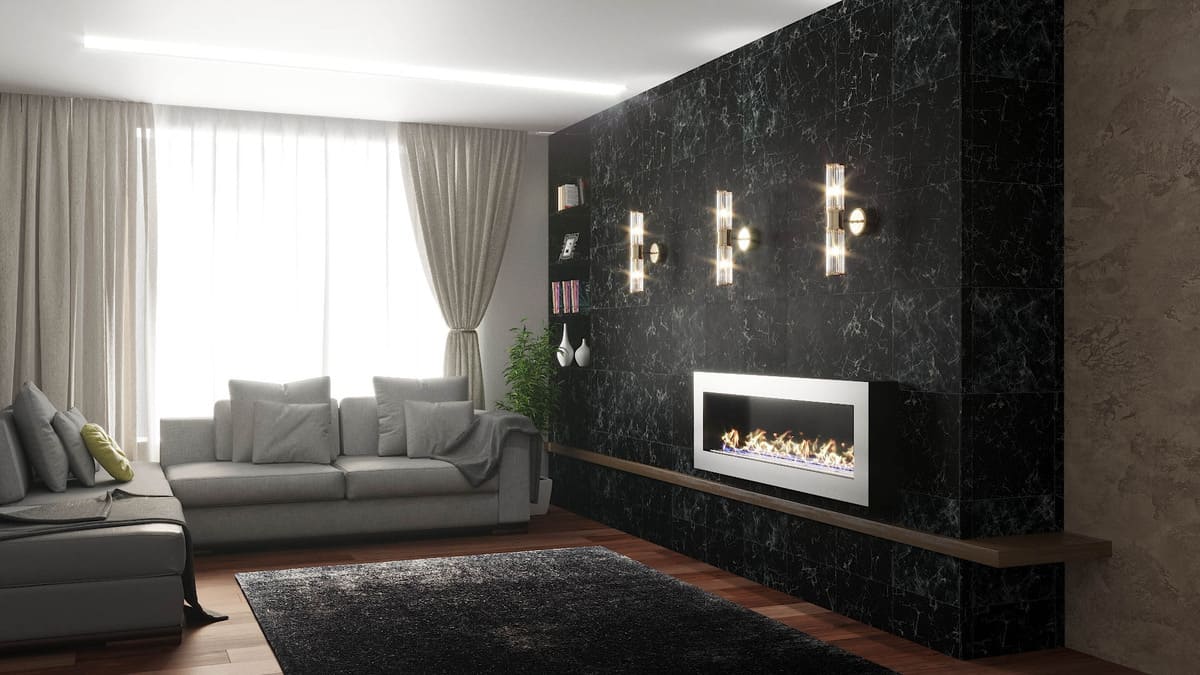 Биокамин "Русский огонь" Хай-тек 1300N настенный с защитным и декоративным стеклом по цене 51 450 руб.