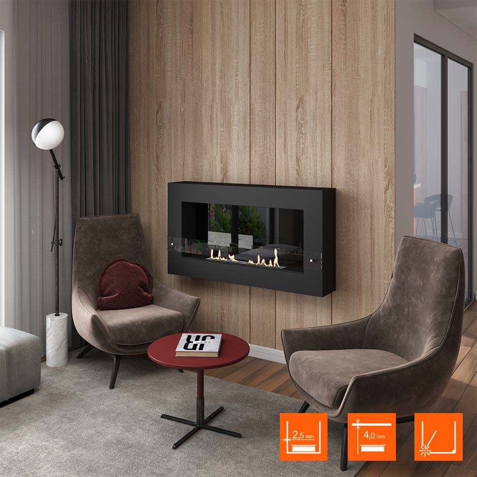 Биокамин SteelHeat WALL GRAND 1200 LITE черный по цене 36 120 руб.