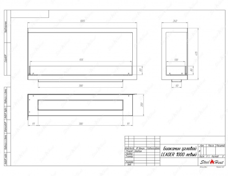 Биокамин угловой SteelHeat Leader 1000 левый стекло + стемалит по цене 48 939 руб.